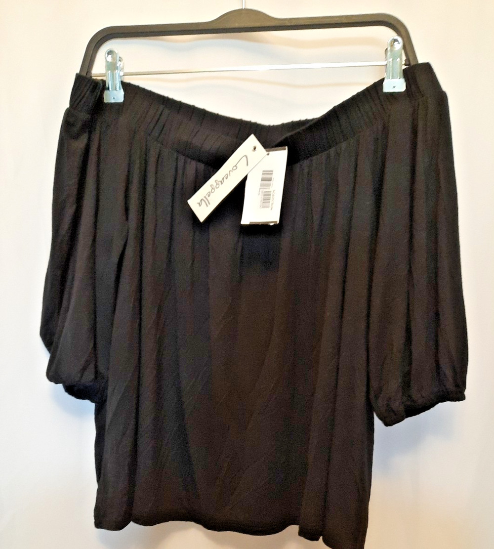 loveappella top black NWT msrp $45 medium blouse